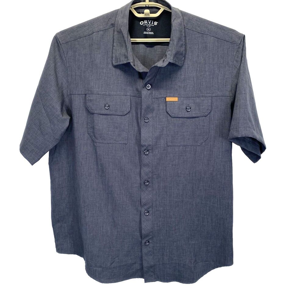 Orvis Classic Collection Shirt Men’s XL Button Up Short Sleeve Pocket Gray